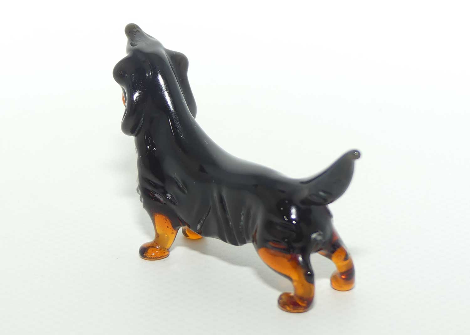 Fine quality Russian Lampwork Glass Long Hair Dachshund with Fringe