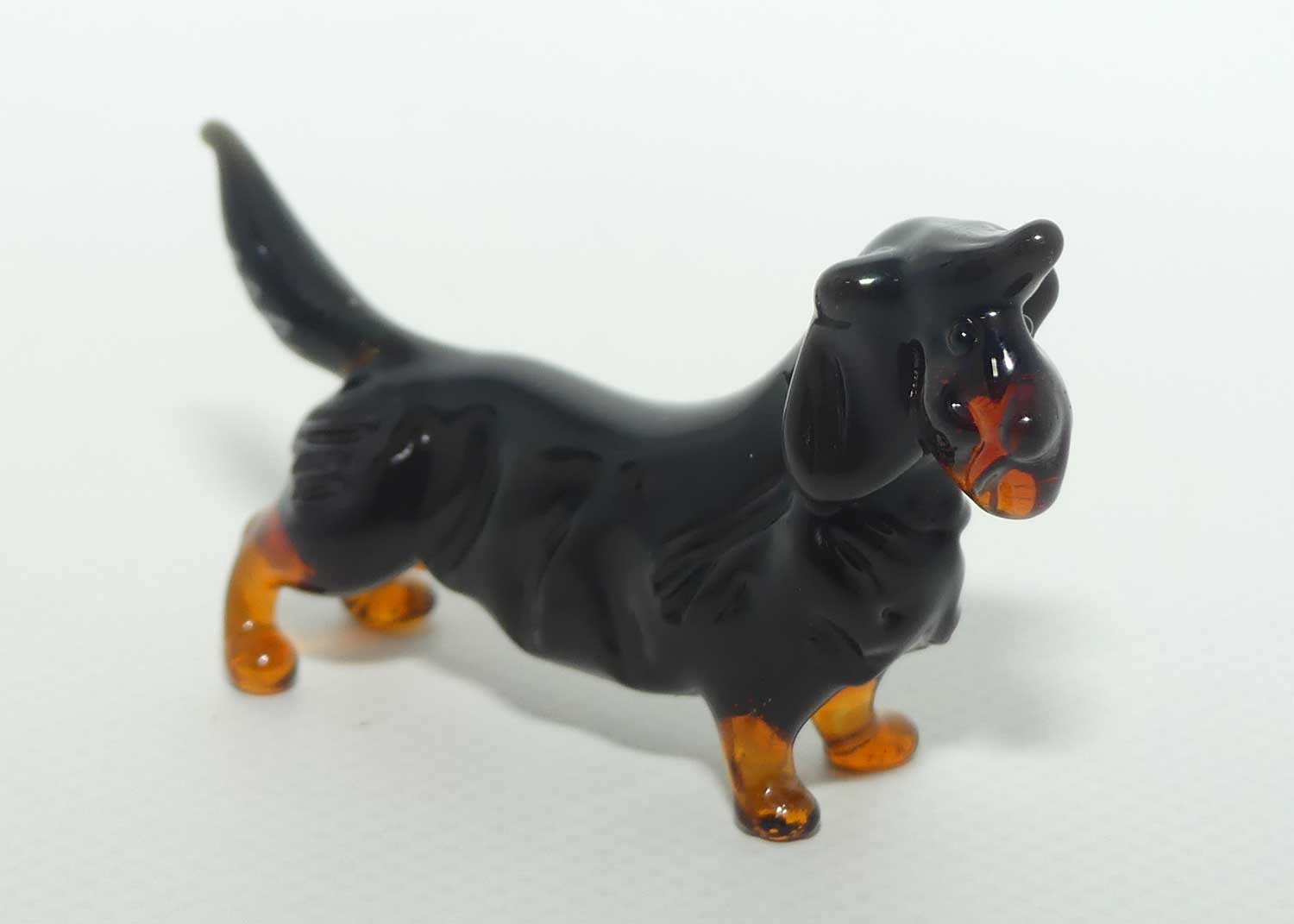 Fine quality Russian Lampwork Glass Long Hair Dachshund with Fringe