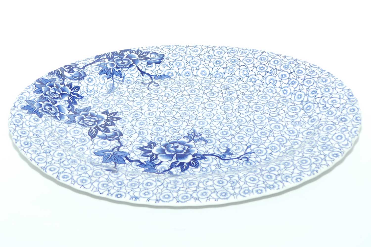 Johnson Brothers Lotus meat platter | Blue and White Floral