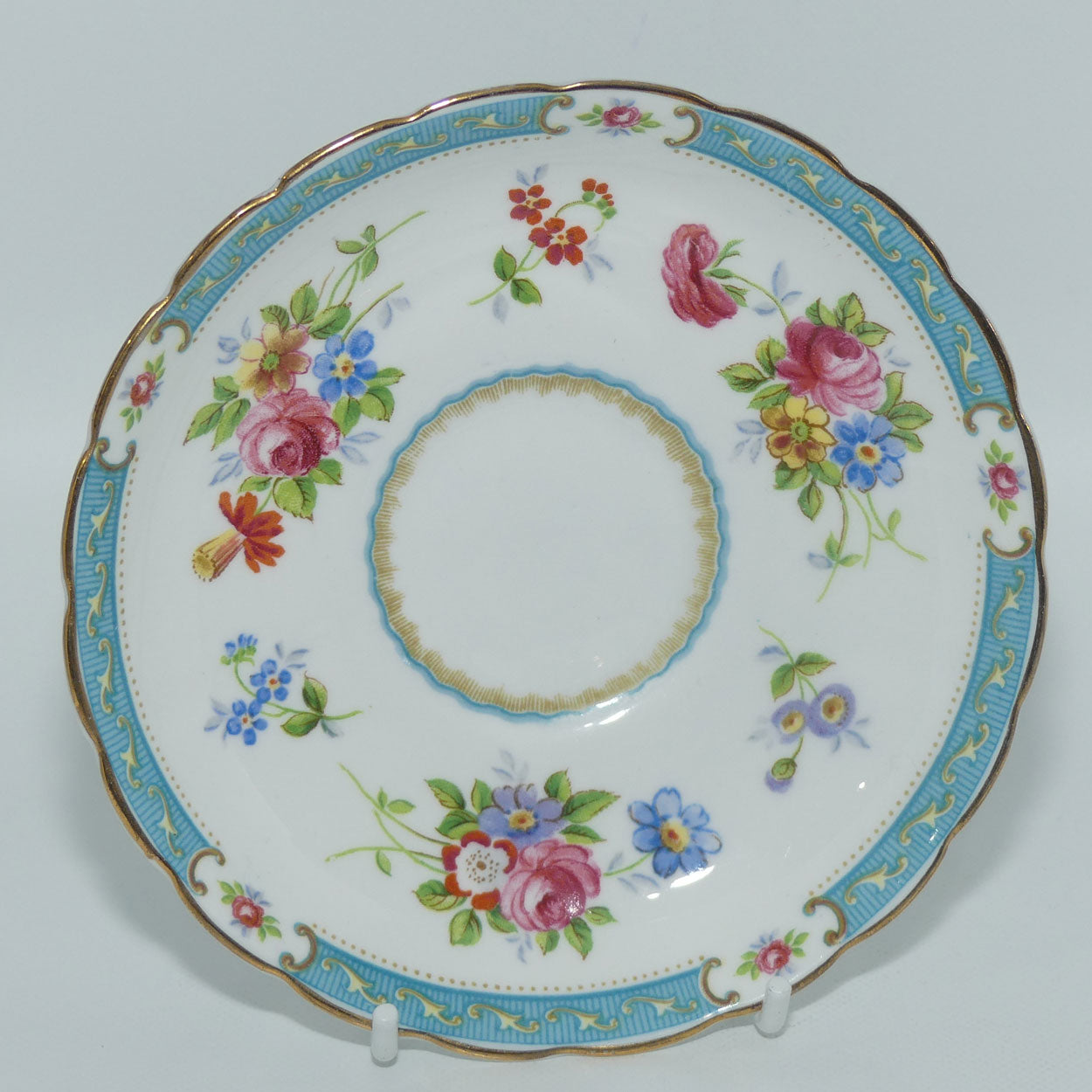 Tuscan Fine English Bone China Lowestoft pattern Floral trio