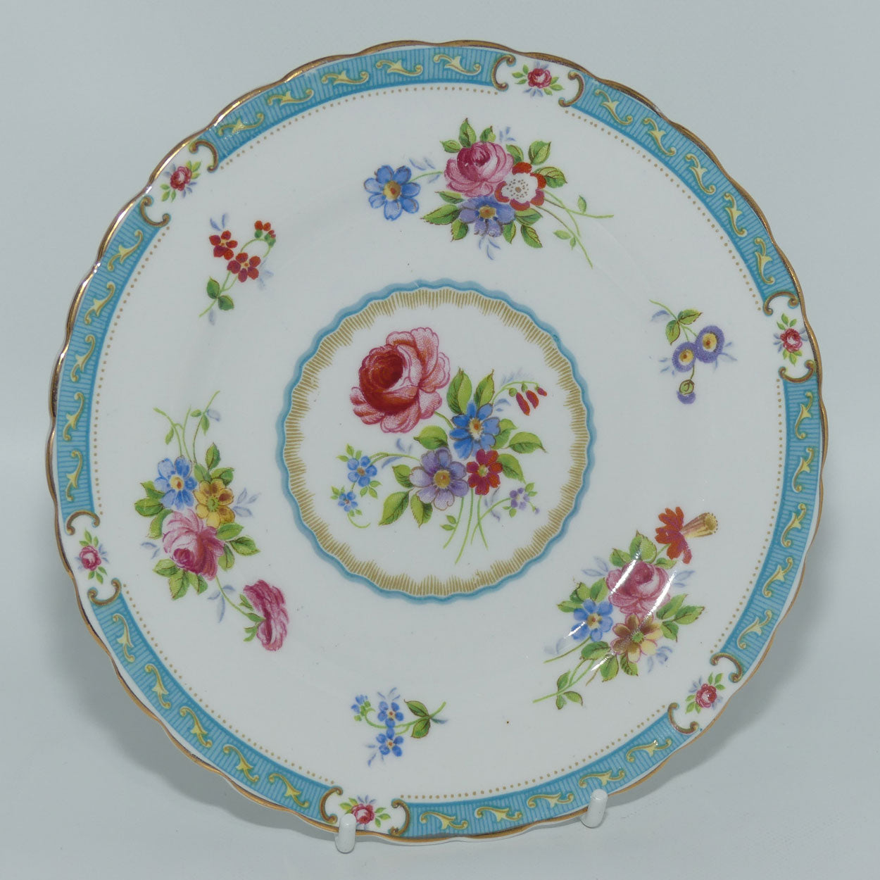 Tuscan Fine English Bone China Lowestoft pattern Floral trio