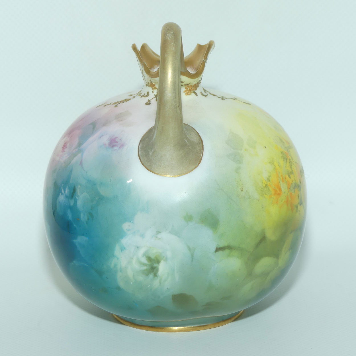 Doulton Burslem England hand painted and gilt floral pattern Luscian Ware round body ewer | H Piper