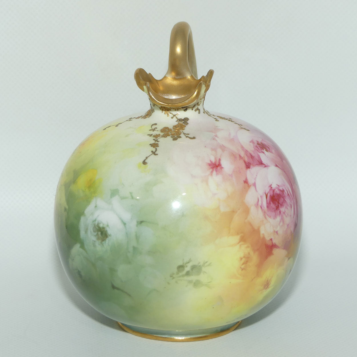 Doulton Burslem England hand painted and gilt floral pattern Luscian Ware round body ewer | H Piper