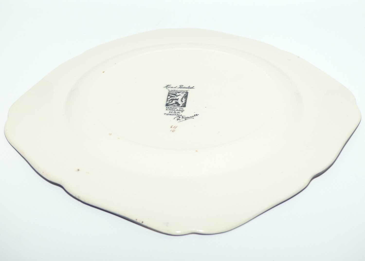 H & K Tunstall Hand Painted Luscious plate signed R Grocott | Rich colours