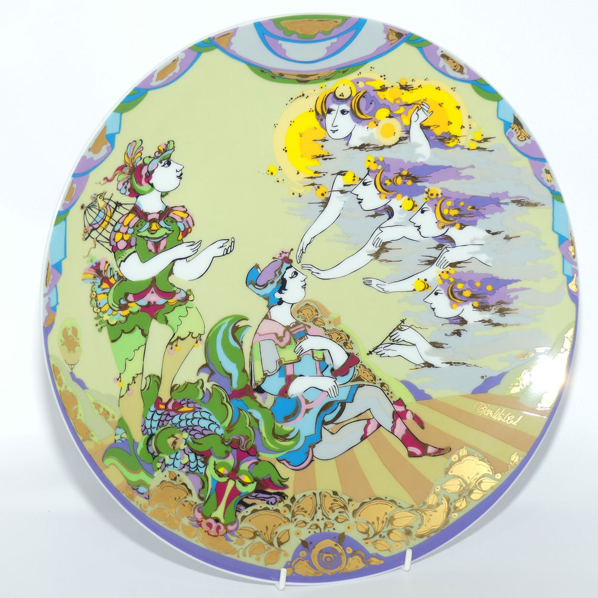 Rosenthal Bjorn Wiinblad very colourful and gilt Die Zauberflote | The Magic Flute | Mozart | wall charger