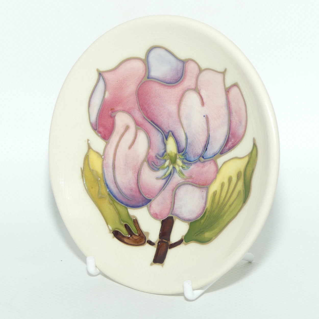 Walter Moorcroft Pink Magnolia on Ivory ground round tray | 11.7cm diam