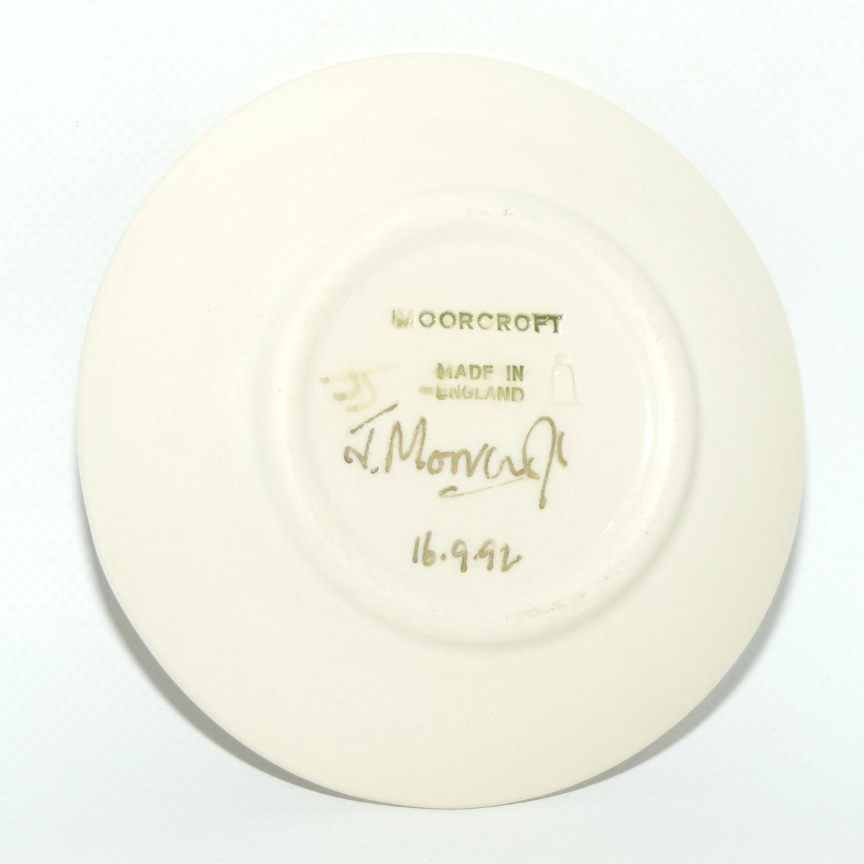 Walter Moorcroft Pink Magnolia on Ivory ground round tray | 11.7cm diam