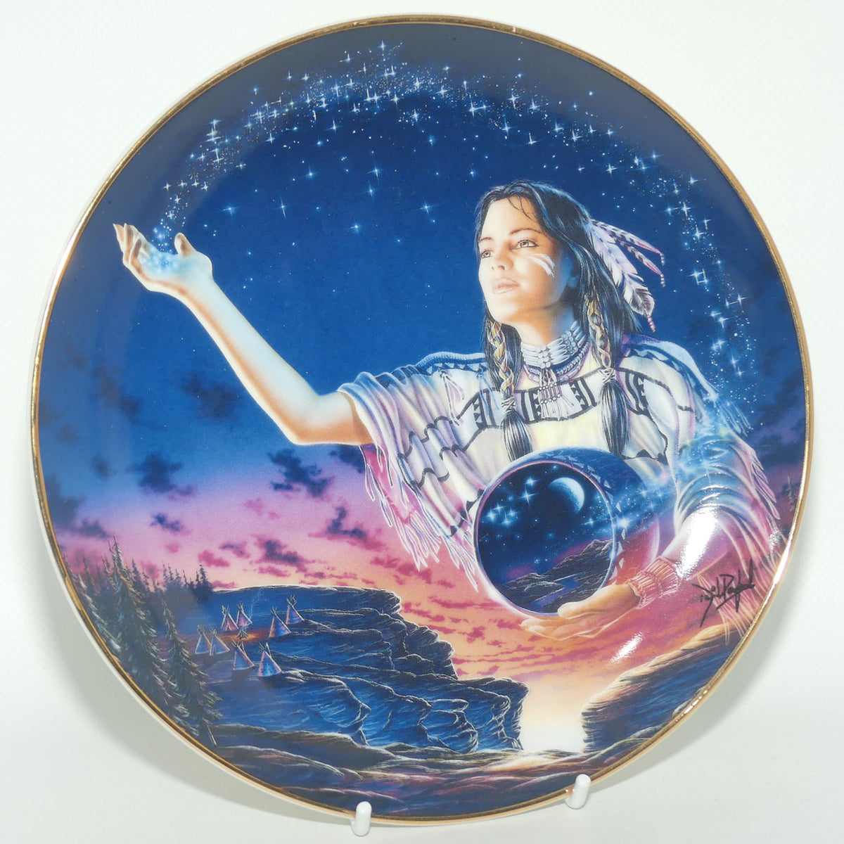 Royal Doulton Native American Indian plate by David Penfound | The Maiden of the Evening Stars