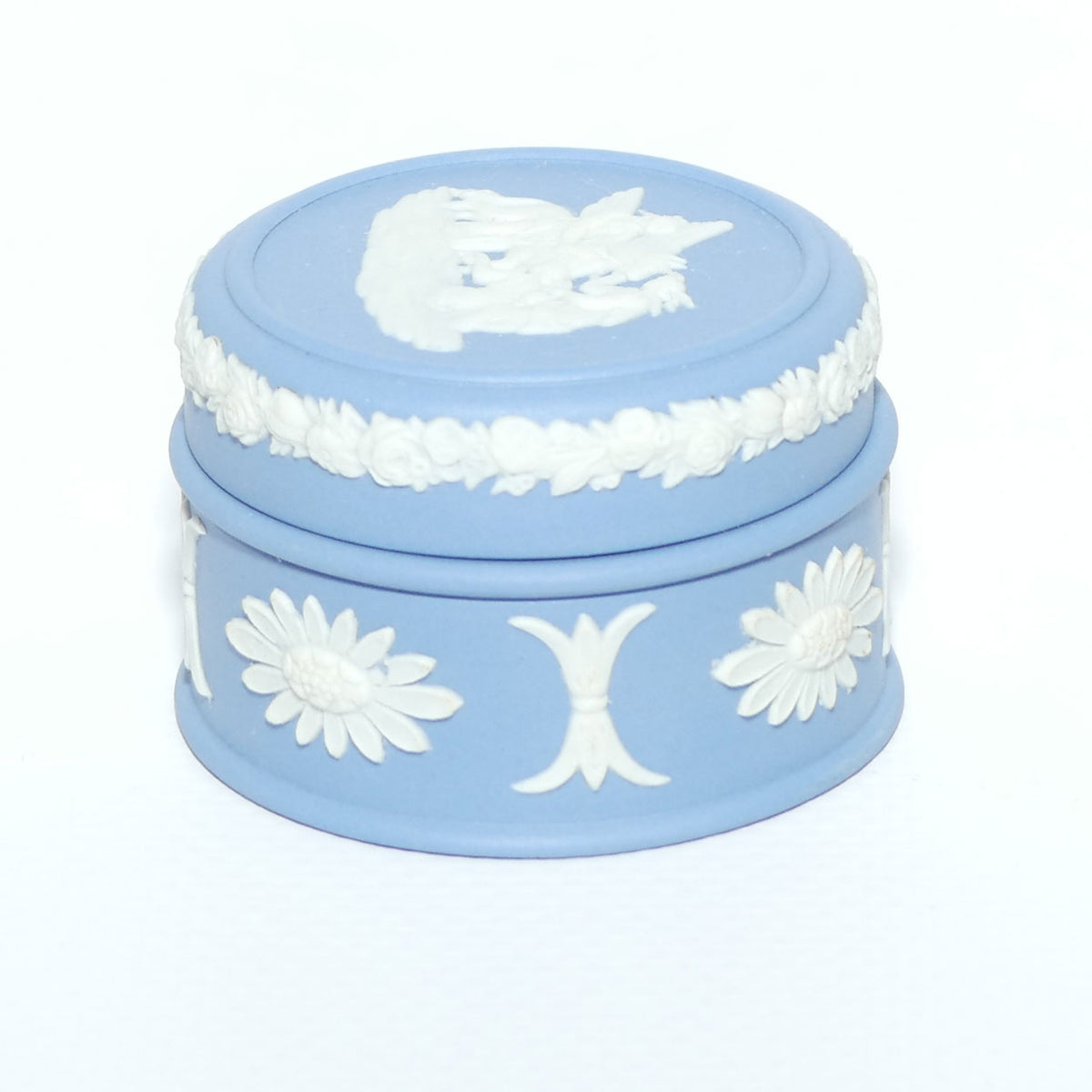 Wedgwood Jasper | White on Pale Blue | Grecian Maidens and Pegasus miniature trinket box