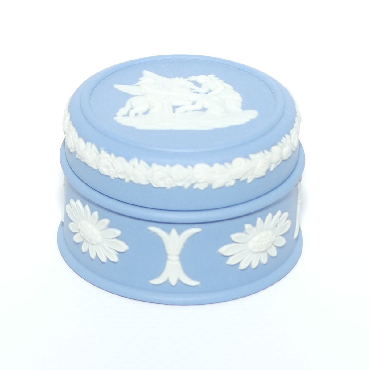 Wedgwood Jasper | White on Pale Blue | Grecian Maidens and Pegasus miniature trinket box