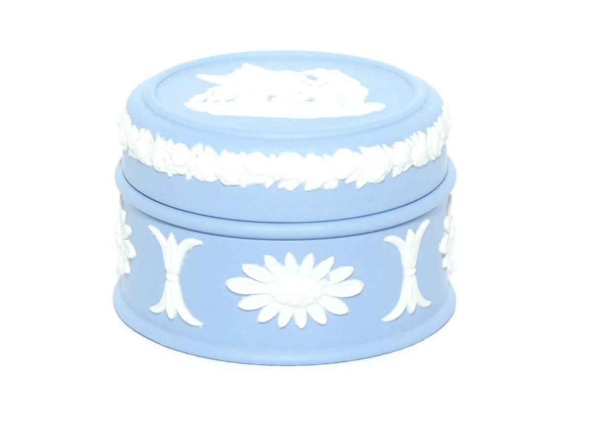 Wedgwood Jasper | White on Pale Blue | Grecian Maidens and Pegasus miniature trinket box