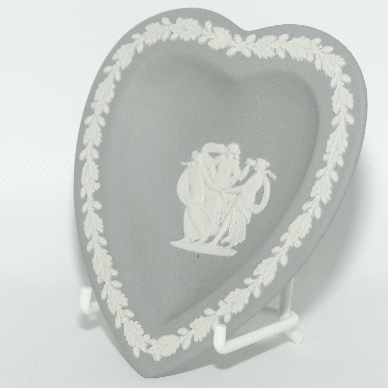 Wedgwood Jasper | White on Grey | Three Maidens | Heart Tray | boxed