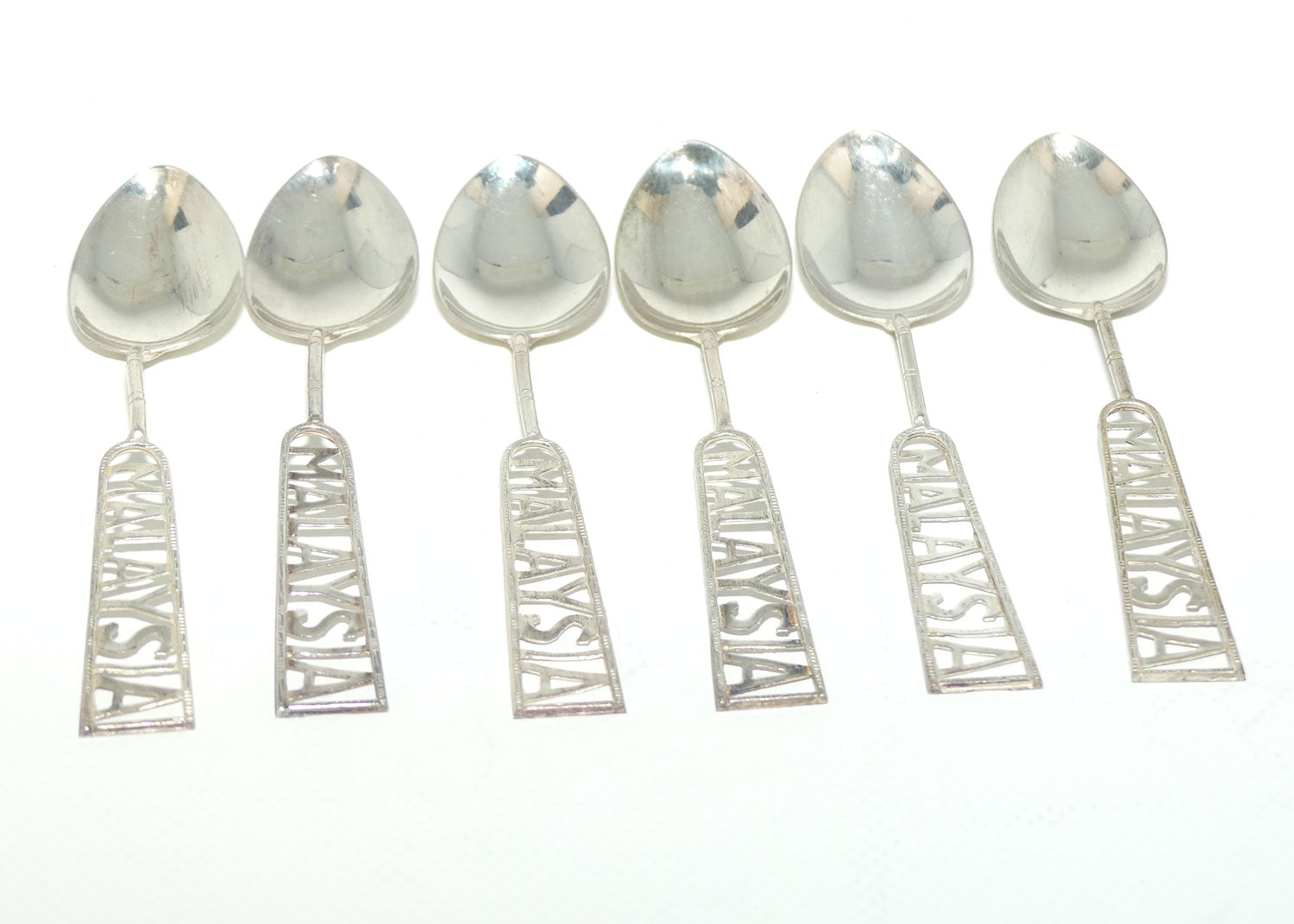 Set of 6 Vintage unmarked Silver Plate MALAYSIA tea spoons