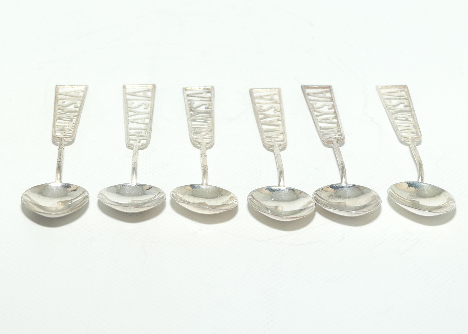 Set of 6 Vintage unmarked Silver Plate MALAYSIA tea spoons