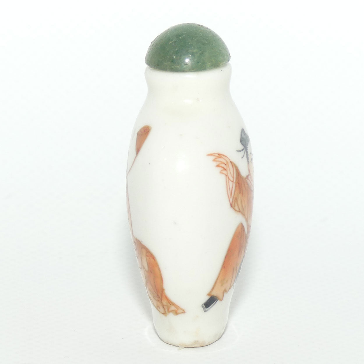 Chinese snuff bottle with greenstone stopper | Man and Woman scene
