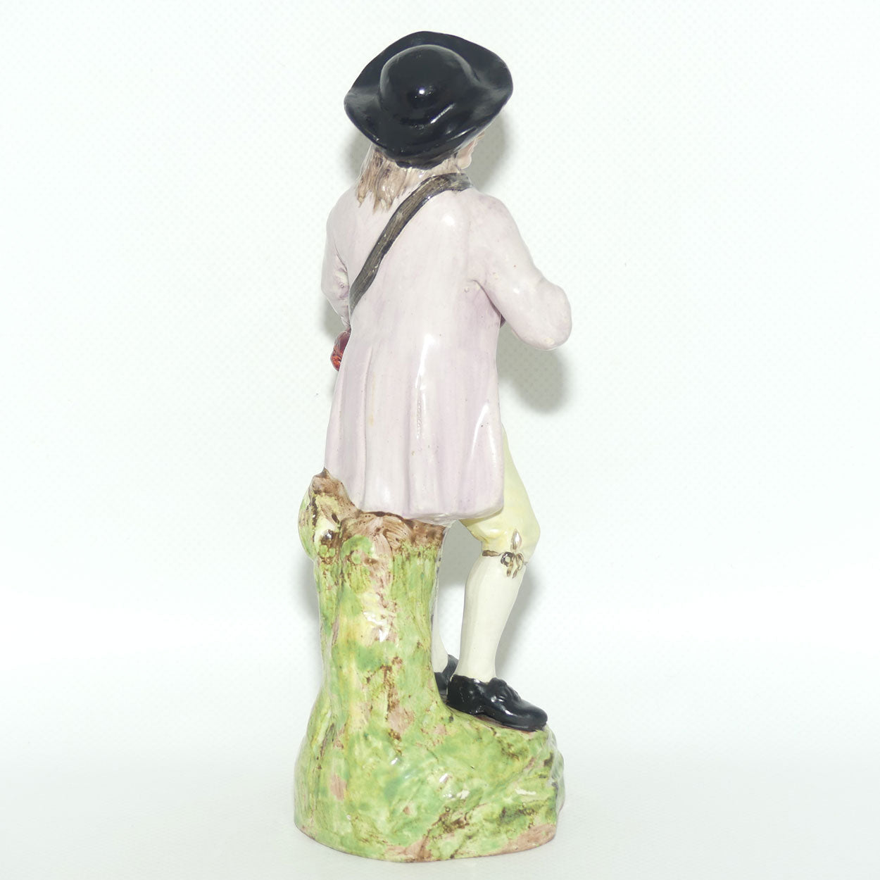 19th Cent English Pottery Man in Hat Carrying Instrument