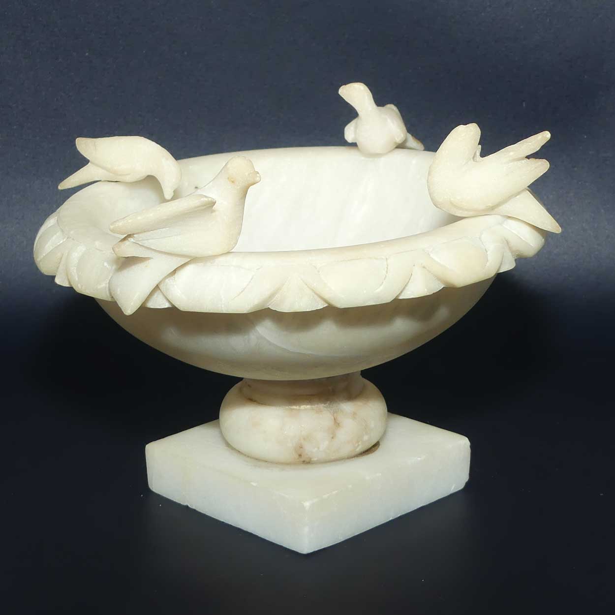 Vintage Italian Marble and Alabaster Fountain | Small size | 4 Birds at Fountain