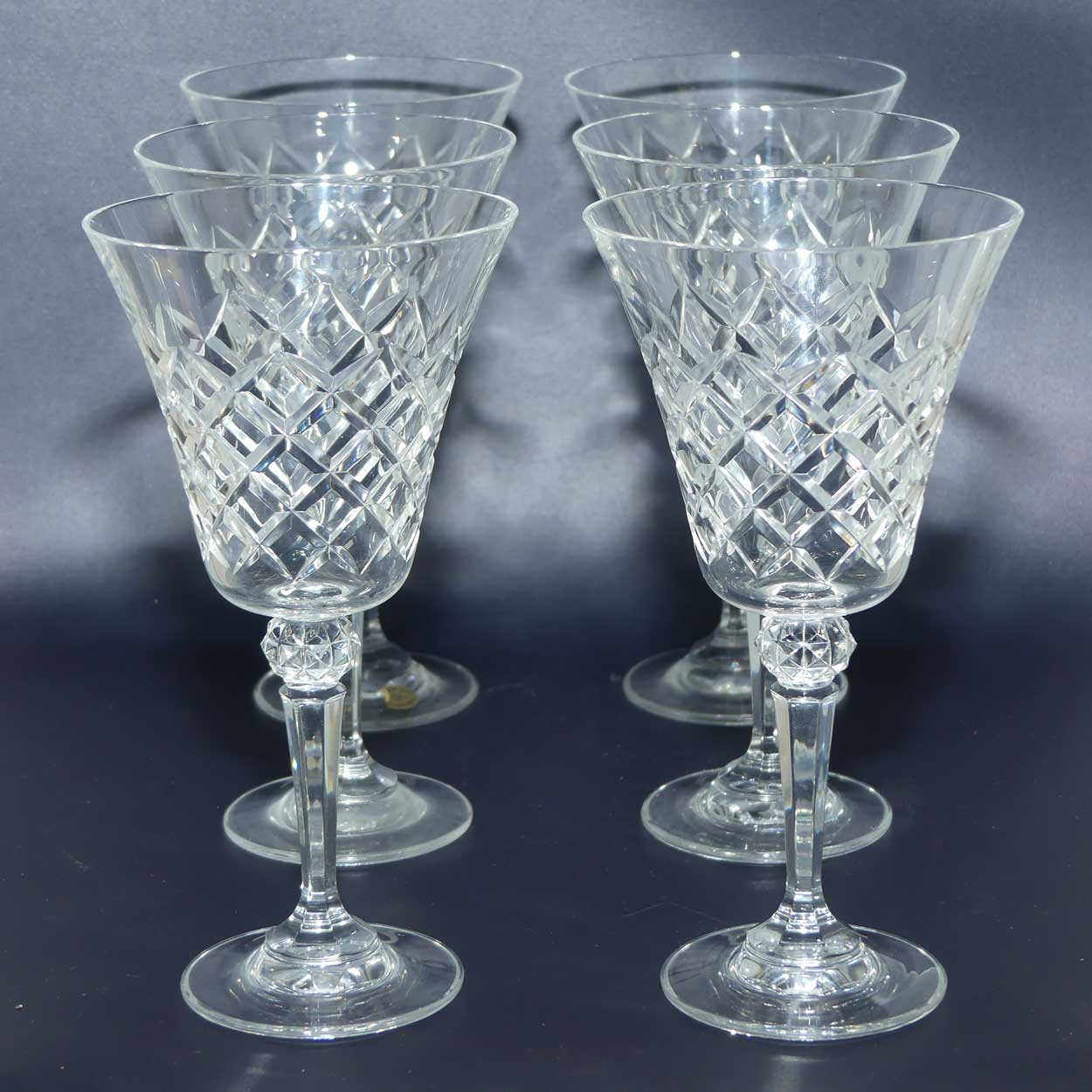 Set of 6 Bohemia Crystal Margaret Diamond wine glasses | 175ml | in original box
