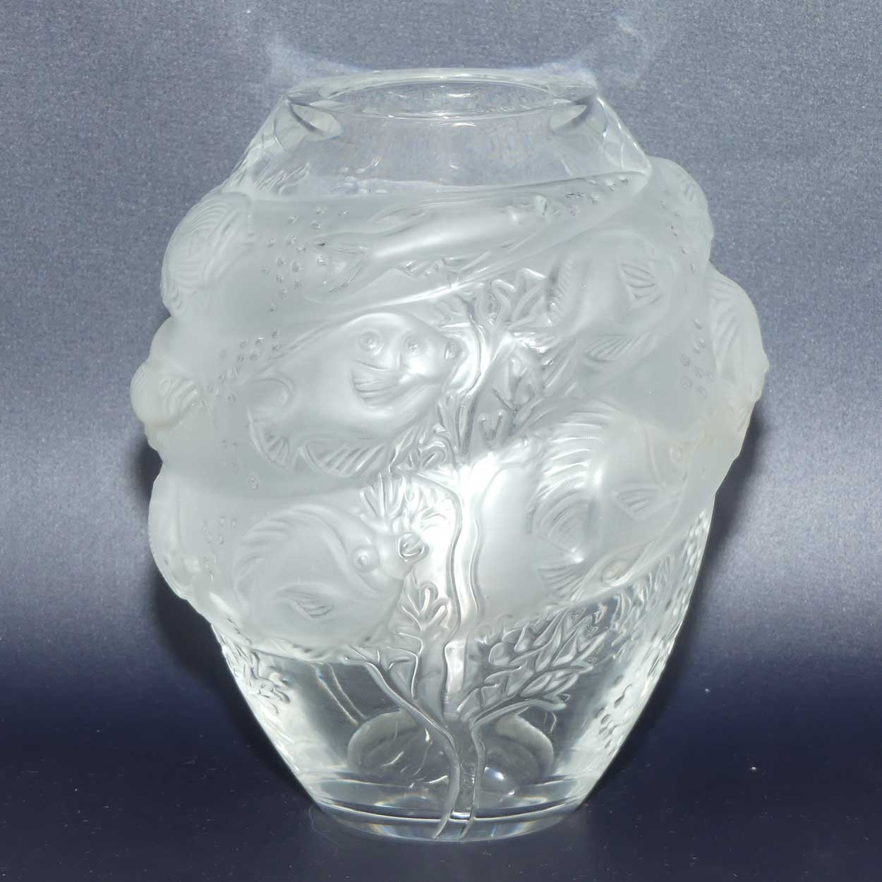 Lalique France Frosted Marina | Fish among Coral vase