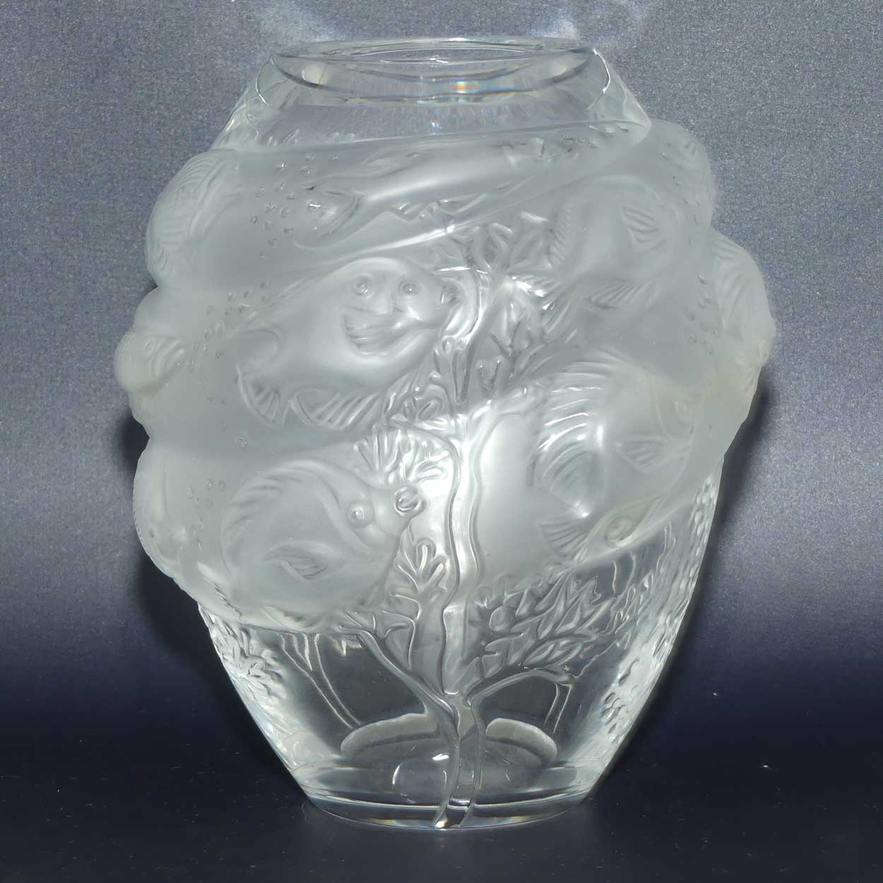 Lalique France Frosted Marina | Fish among Coral vase