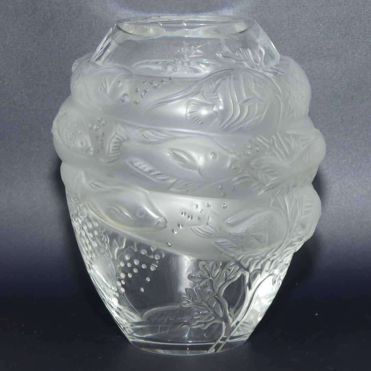 Lalique France Frosted Marina | Fish among Coral vase