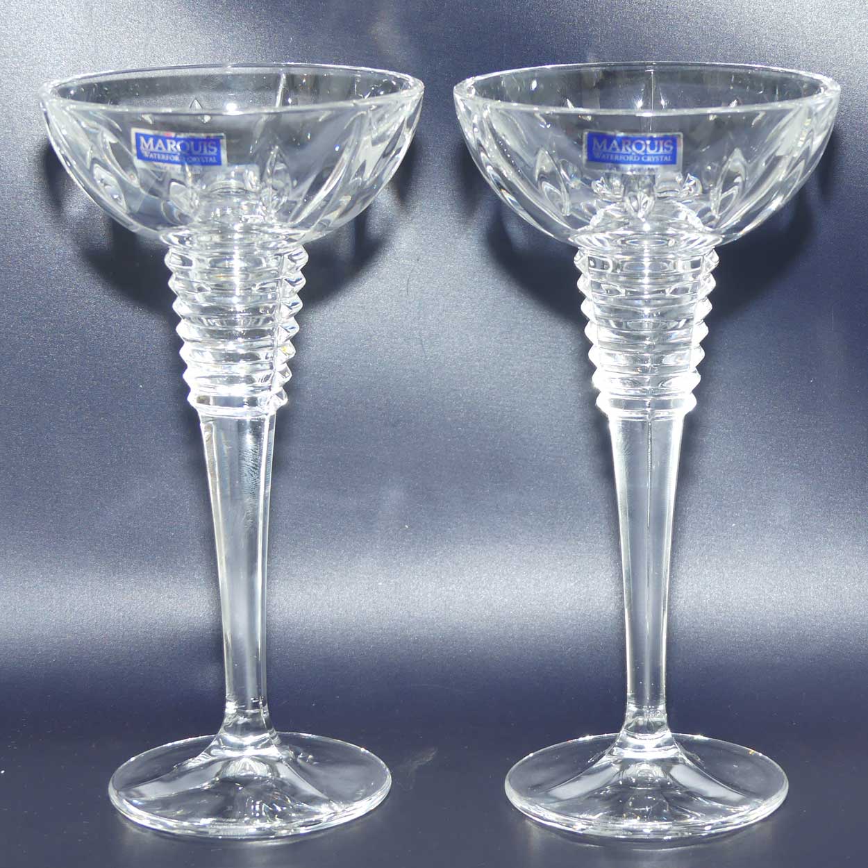 Waterford Crystal Marquis Series Gemini pattern Candleholders | Boxed