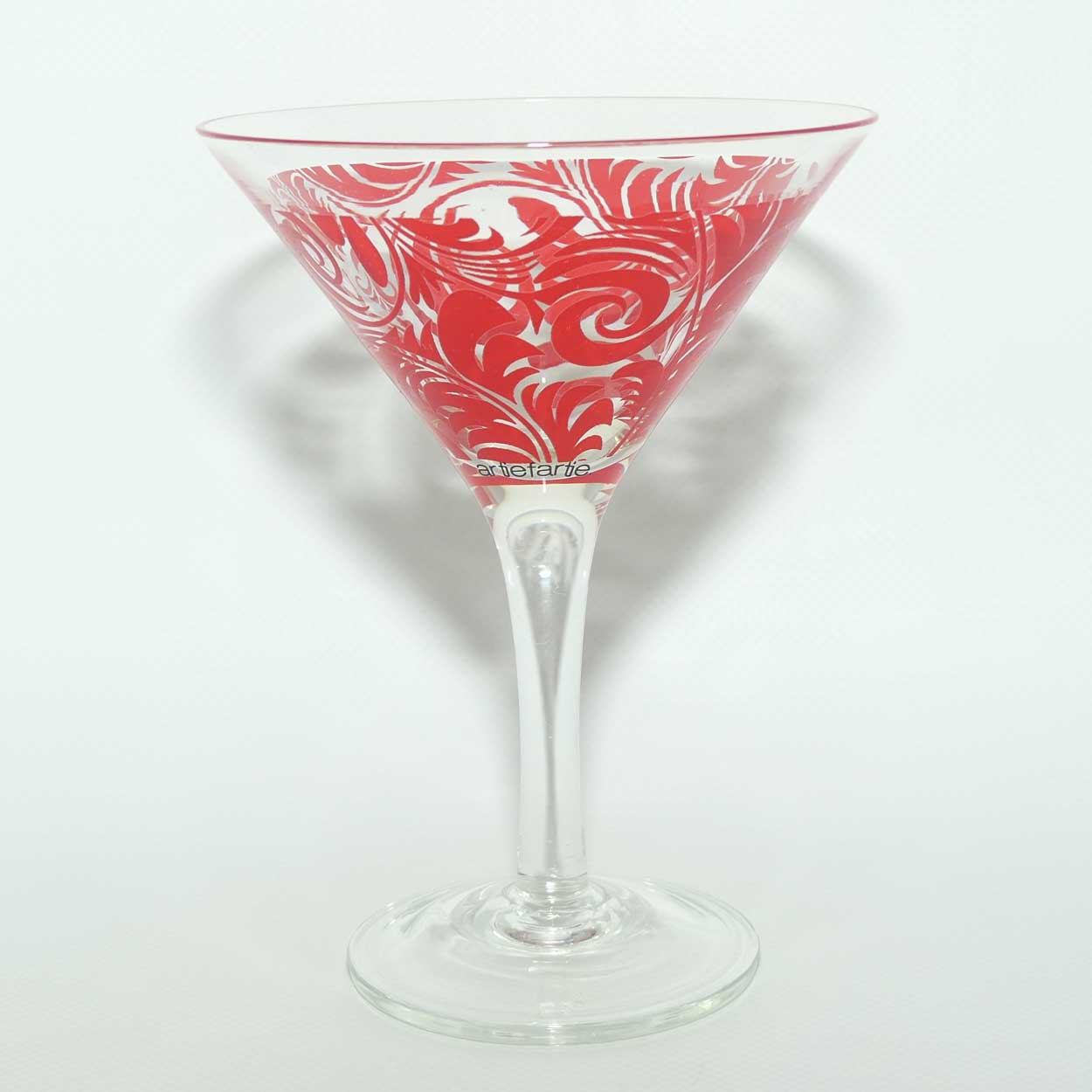 Vintage Pair of Martini Glasses | Red Swirl | Artie Fartie design