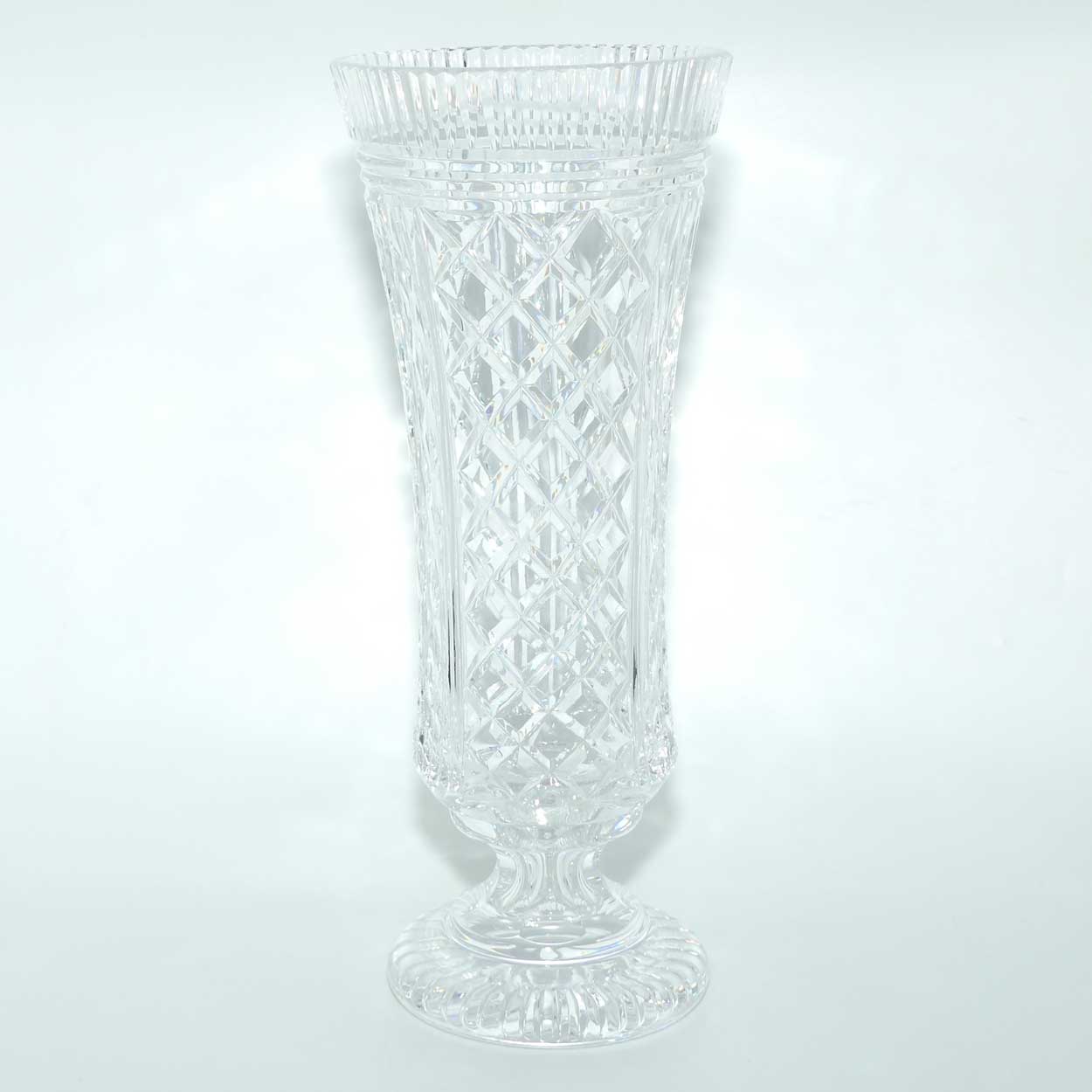 Waterford Crystal Master Cutter Diamond cut and Vertical Cut, Facetted rim vase on heavy base | 34.5cm tall