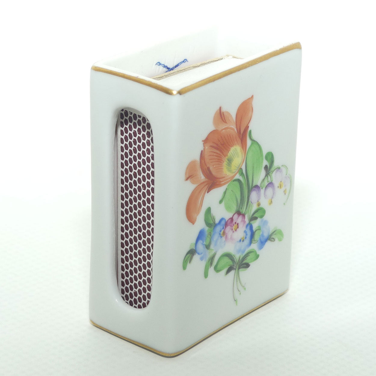 Herend Hungary handpainted Floral pattern match box cover