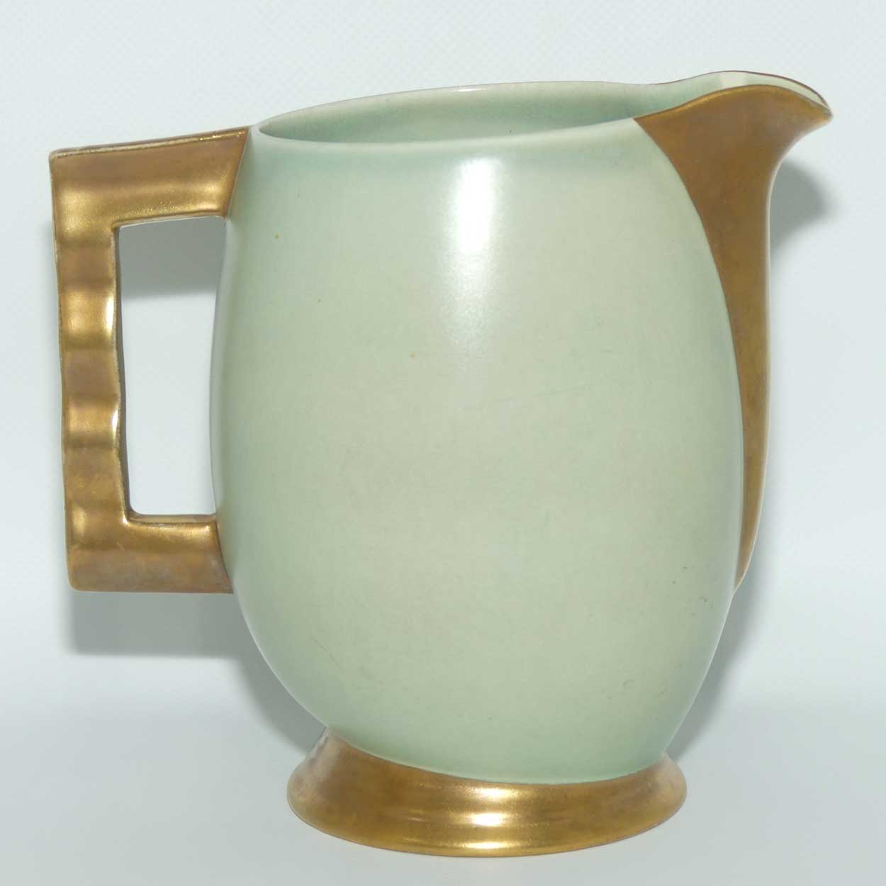 Carlton Ware Matt Jade colour wavy gilt handle jug | Shape 1347/2