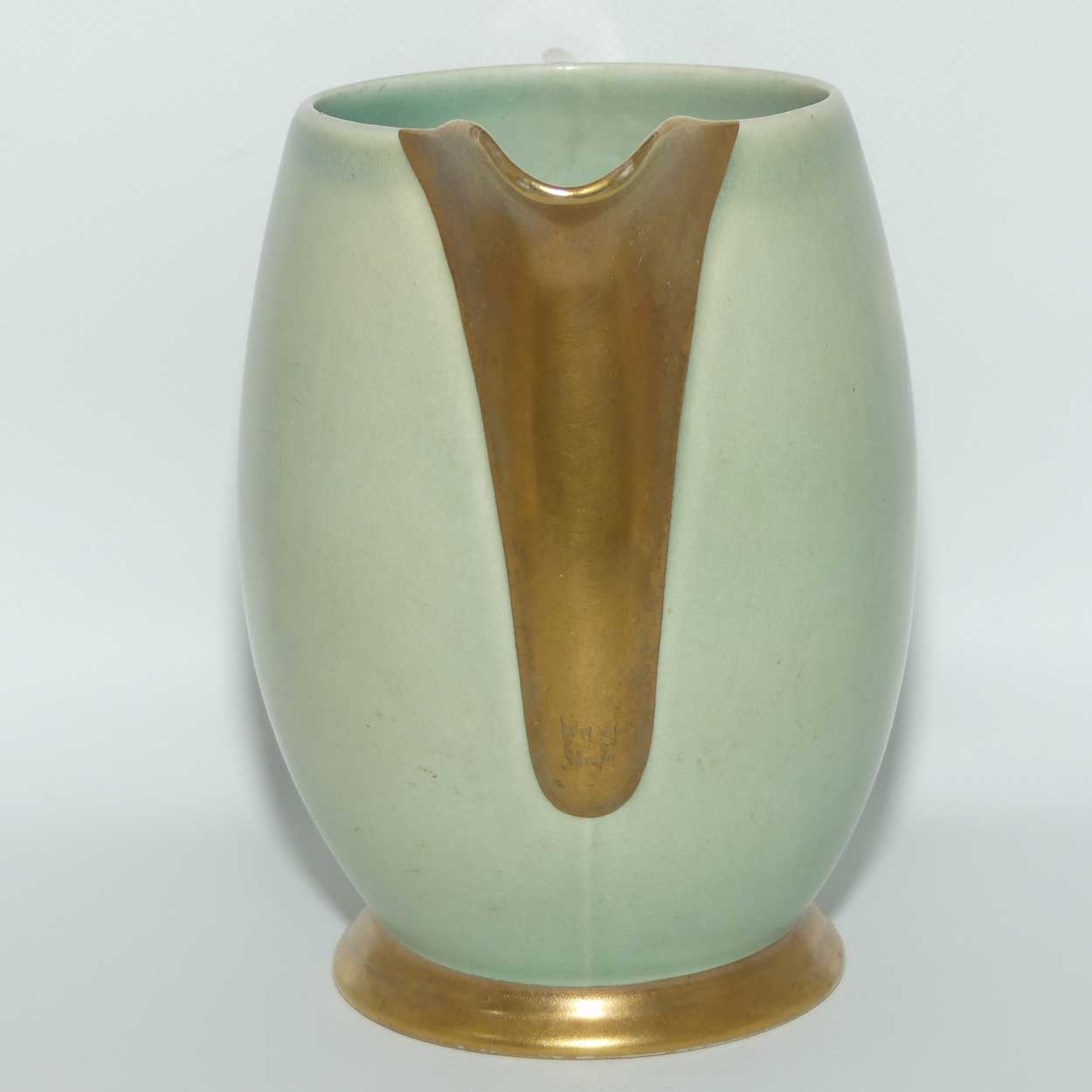 Carlton Ware Matt Jade colour wavy gilt handle jug | Shape 1347/2