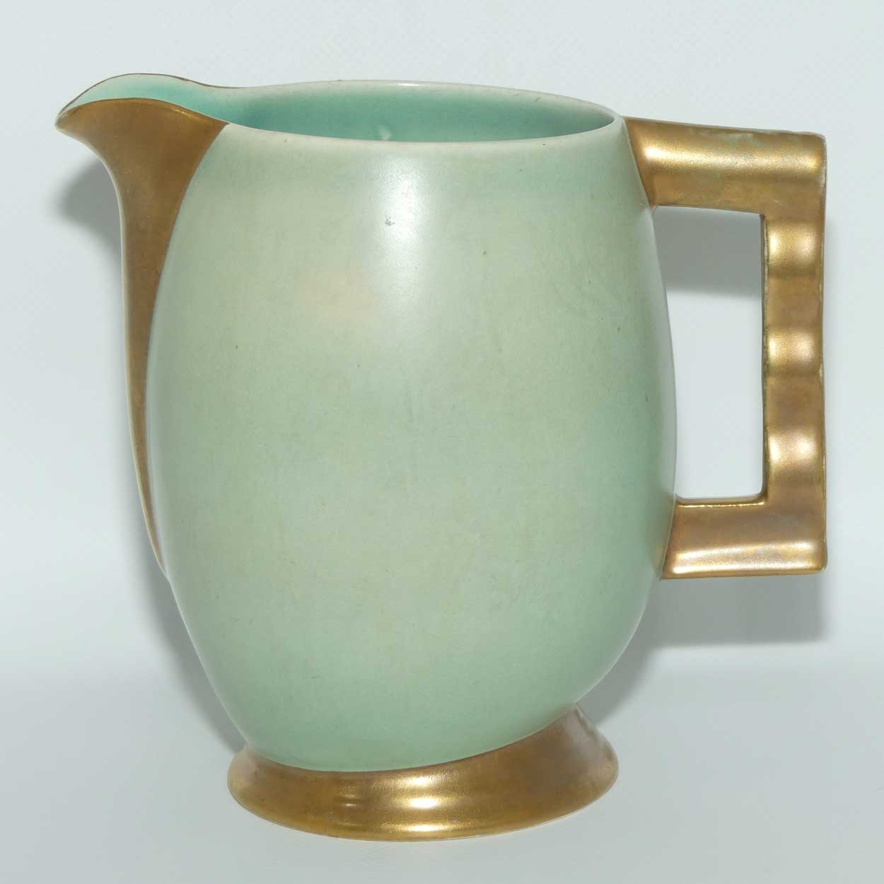Carlton Ware Matt Jade colour wavy gilt handle jug | Shape 1347/2