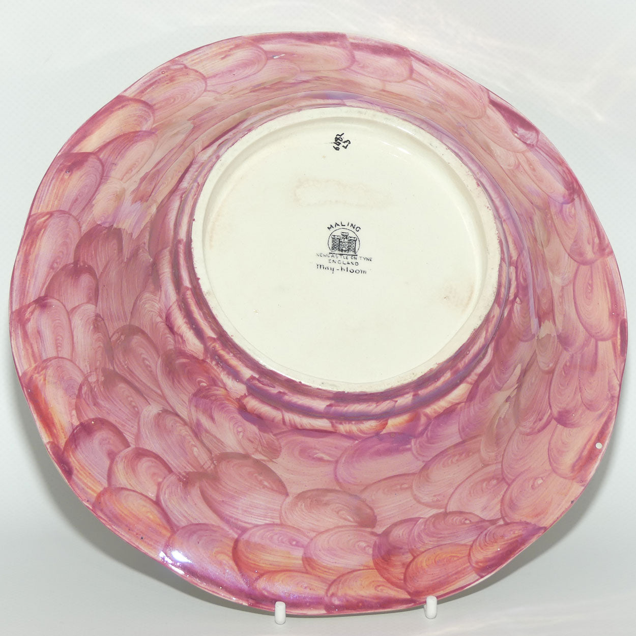 Maling Lustre May Bloom with Green fluted rim bowl | Pattern 6482 | 23cm