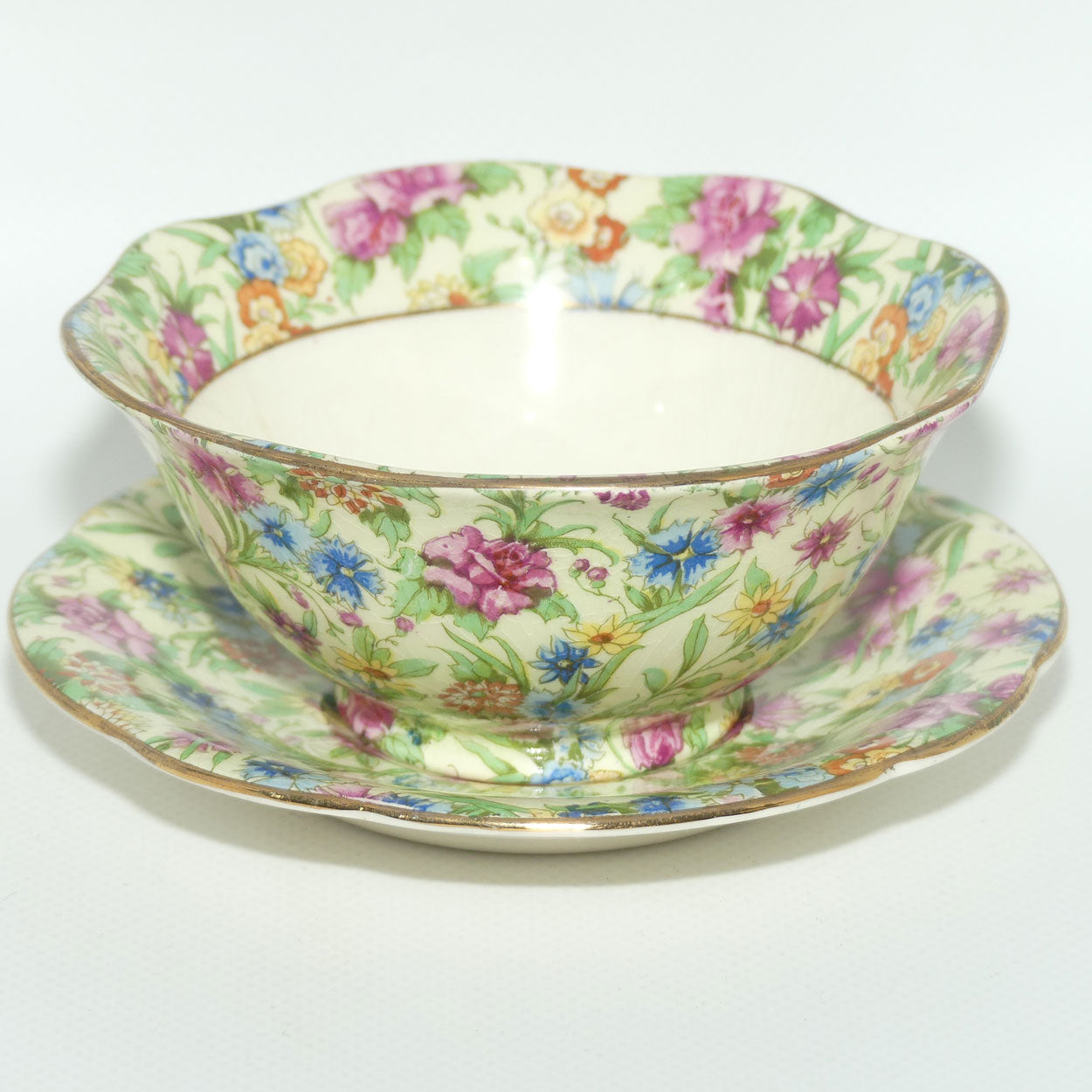 Royal Winton Kew Chintz mayonnaise bowl on tray