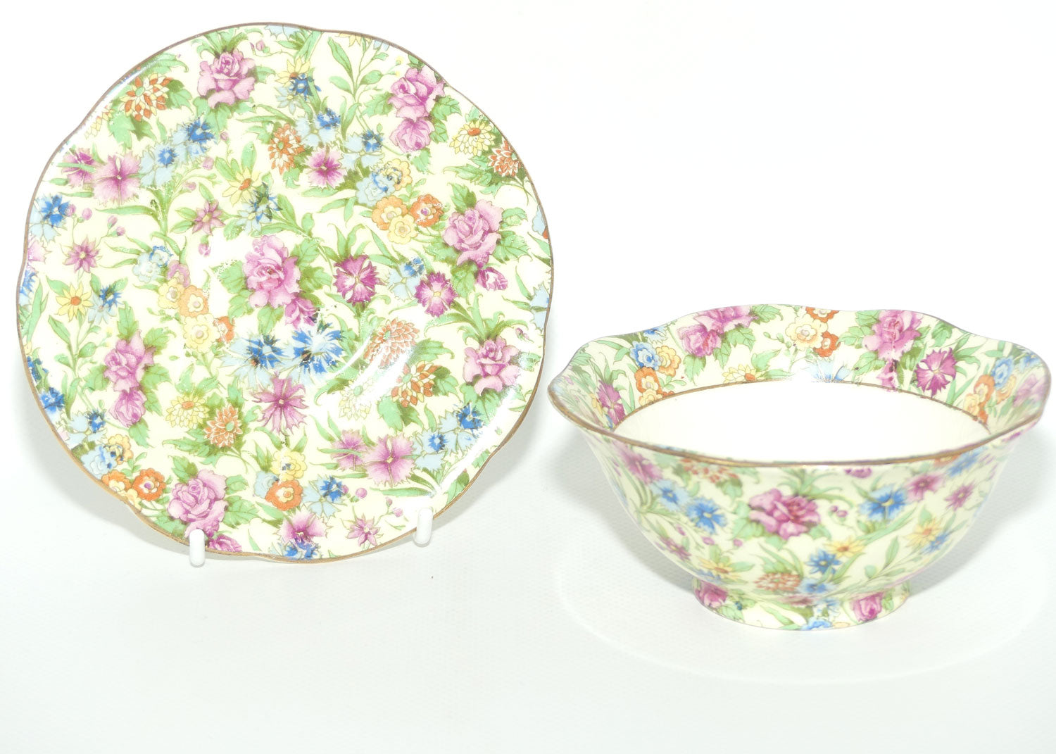 Royal Winton Kew Chintz mayonnaise bowl on tray