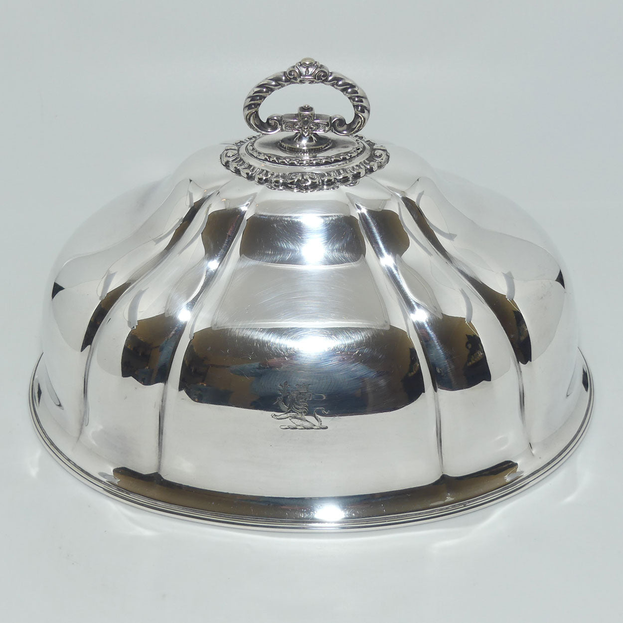 Georgian era Old Sheffield Plate oval meat cover | Lion Crest