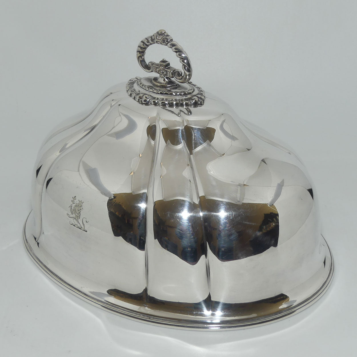 Georgian era Old Sheffield Plate oval meat cover | Lion Crest