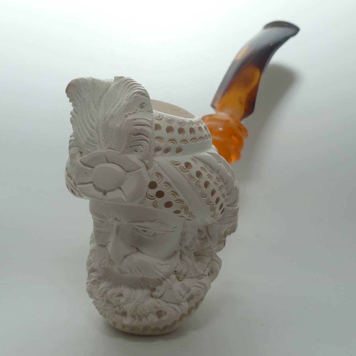 Vintage Meerschaum Pipe of Bearded Cavalier | original case