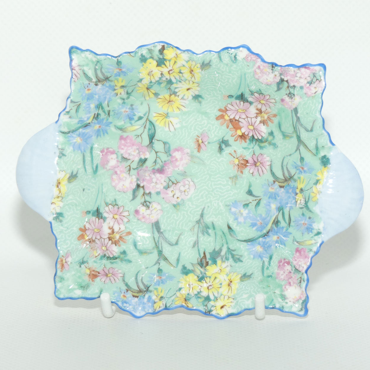 Shelley Melody Chintz tab handled pin dish | Blue trim