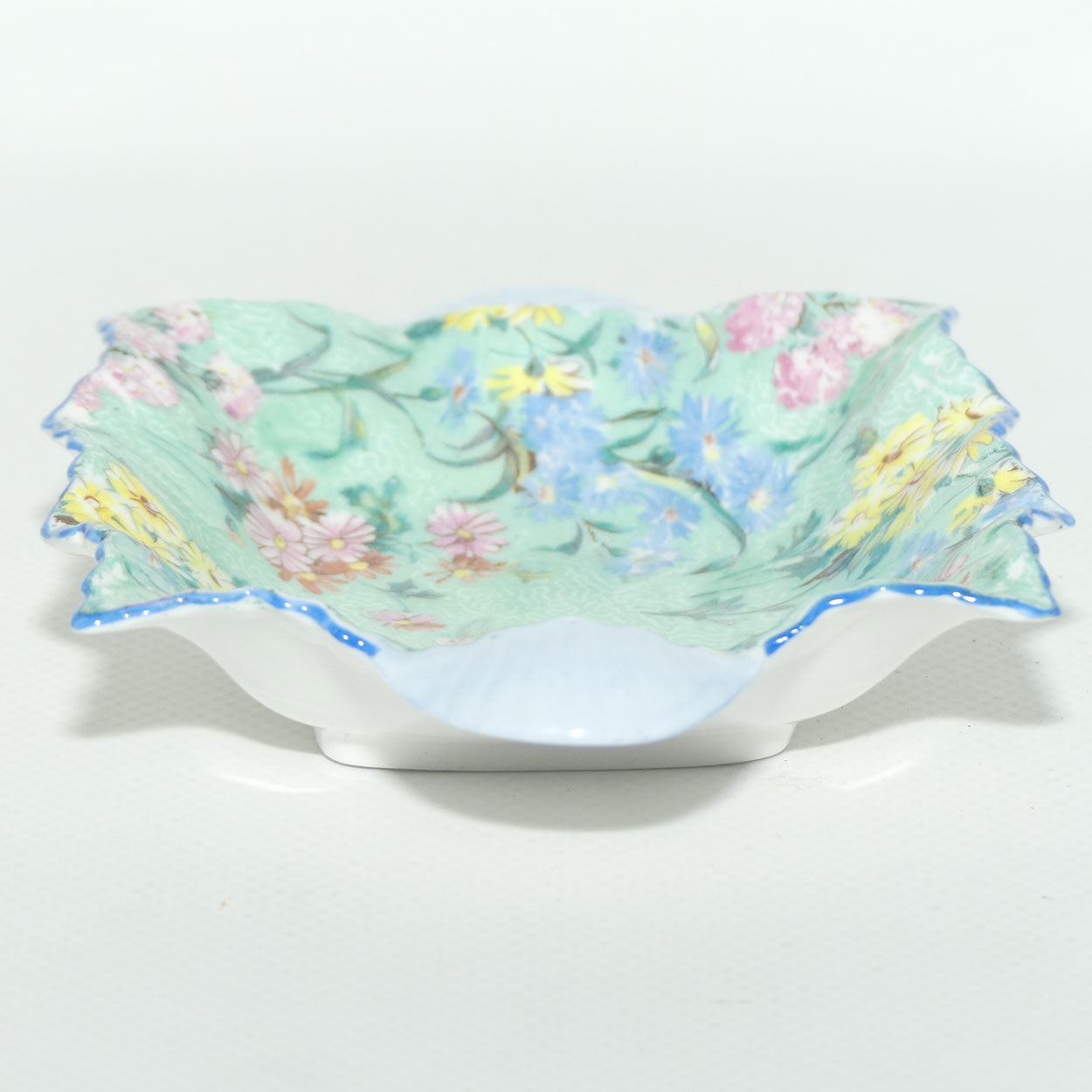Shelley Melody Chintz tab handled pin dish | Blue trim