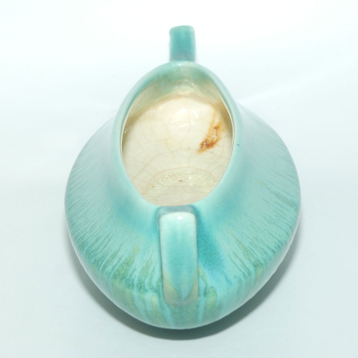 Australian Pottery | Melrose Ware twin handle Celadon drip glaze trough