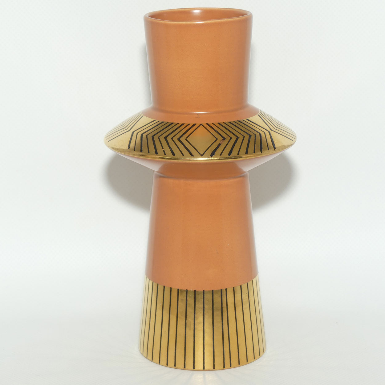 Crown Devon Memphis pattern vase by designer Colin Melbourne | Mid Century modern design