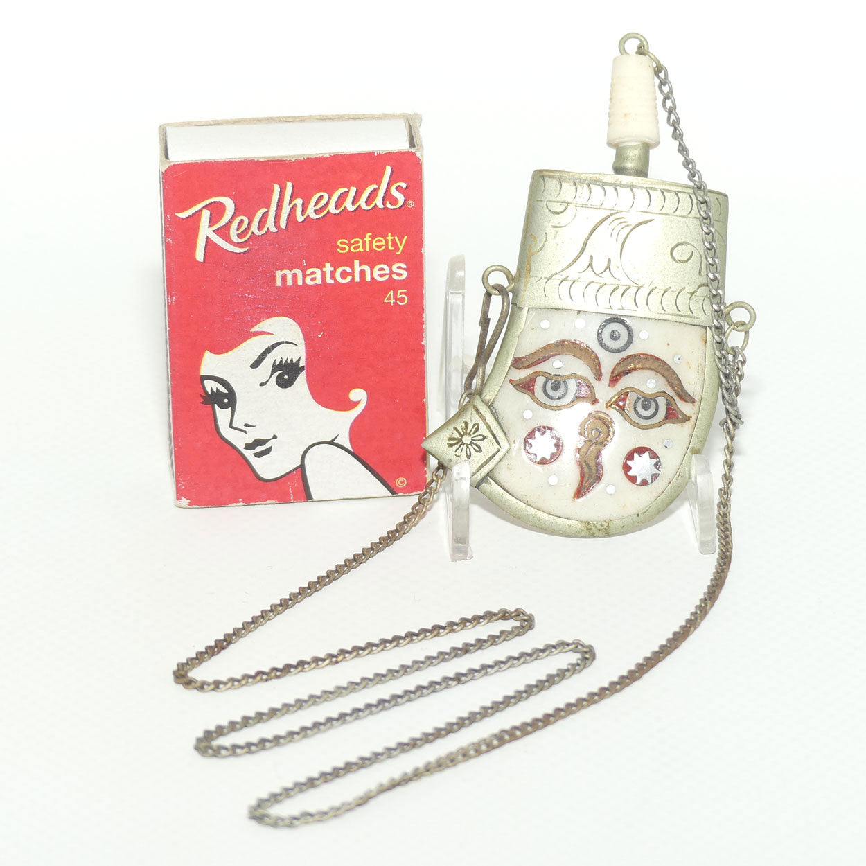 Tibetan Snuff bottle | Tooth Shaped Bottle set with Decorative Face