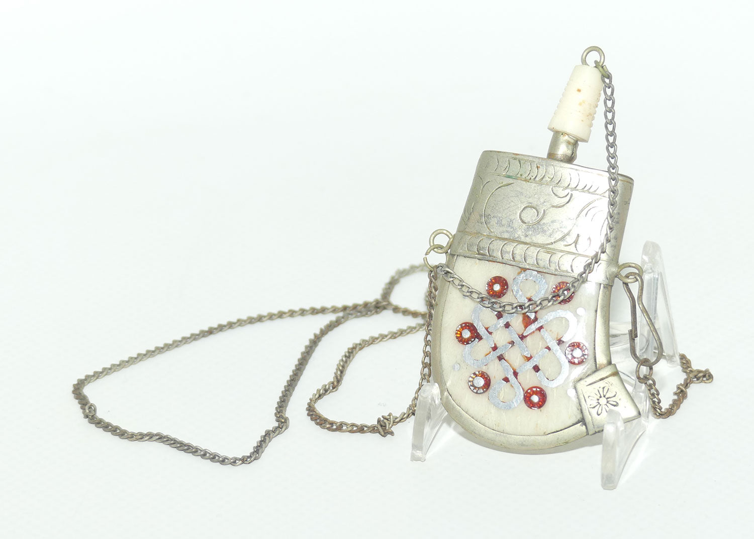 Tibetan Snuff bottle | Tooth Shaped Bottle set with Decorative Face