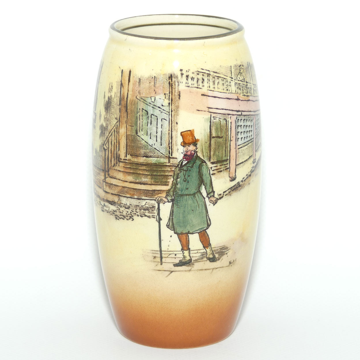 Royal Doulton Dickens Mr Micawber cylindrical vase D5175