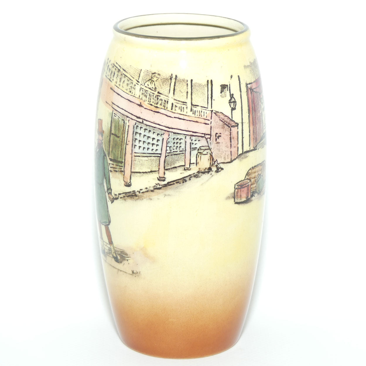 Royal Doulton Dickens Mr Micawber cylindrical vase D5175
