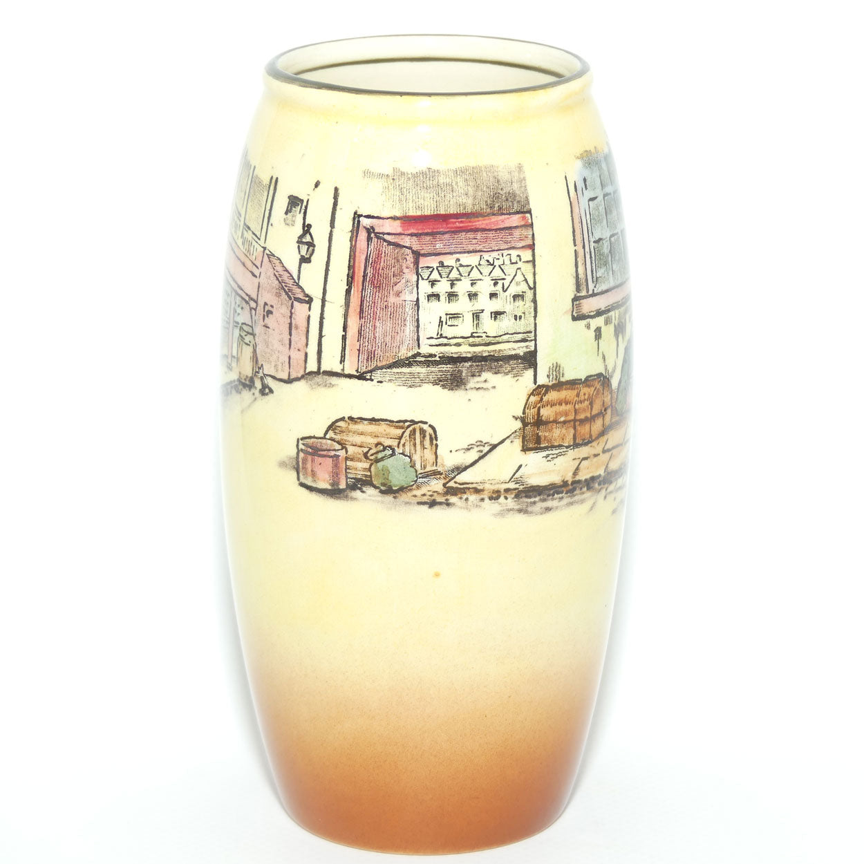 Royal Doulton Dickens Mr Micawber cylindrical vase D5175