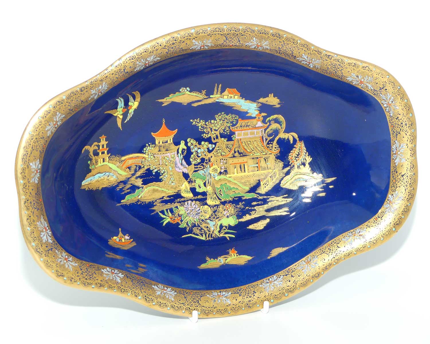 Carlton Ware oval bowl | Mikado pattern with exceptional gilt border | 28cm wide