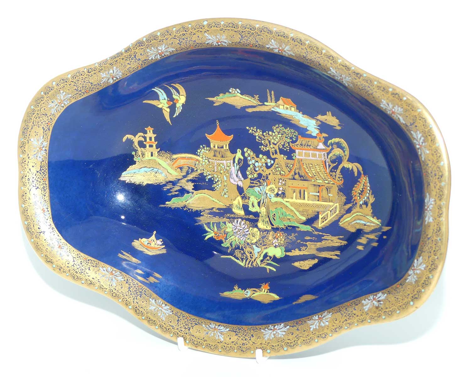 Carlton Ware oval bowl | Mikado pattern with exceptional gilt border | 28cm wide