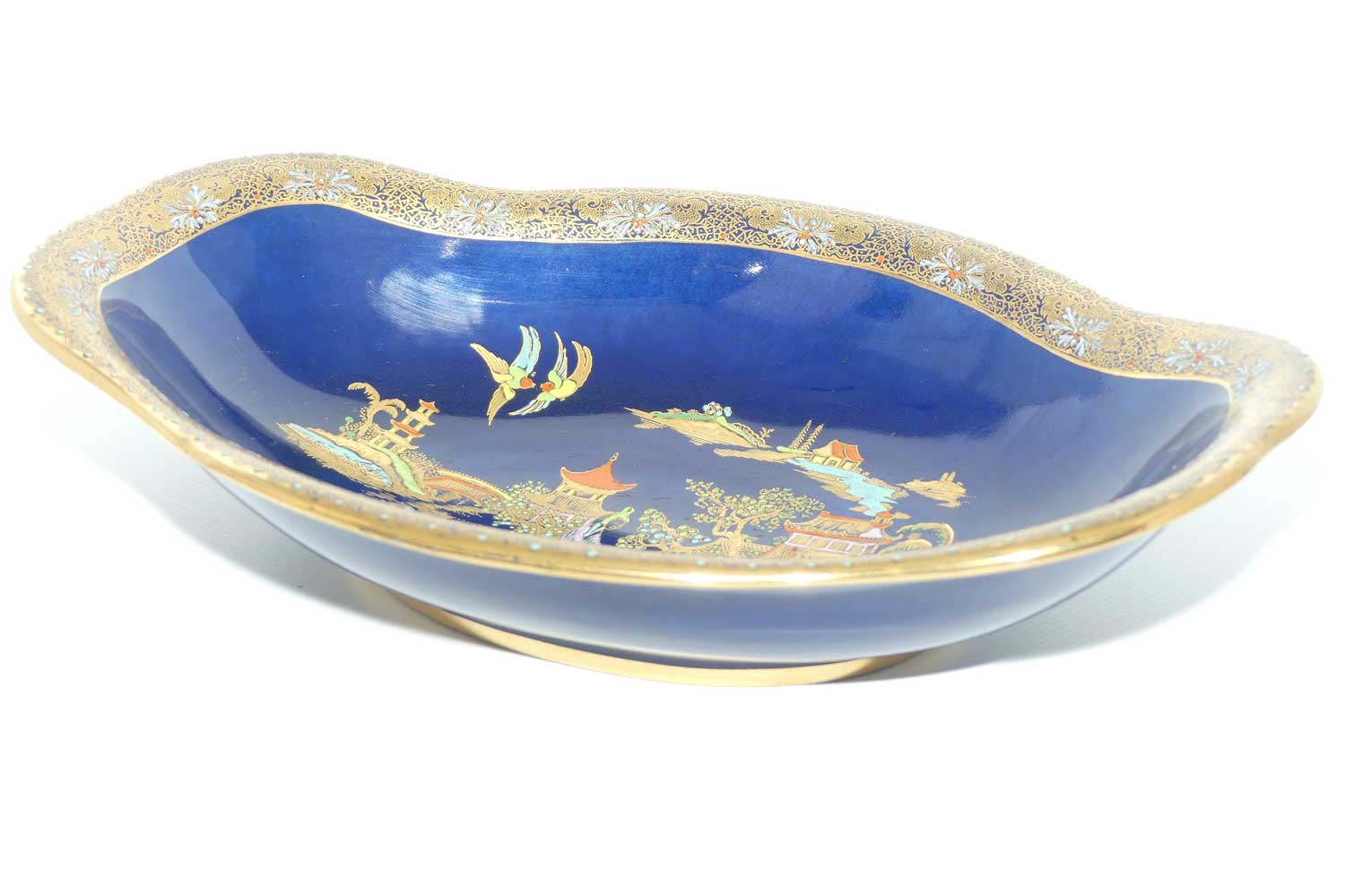 Carlton Ware oval bowl | Mikado pattern with exceptional gilt border | 28cm wide